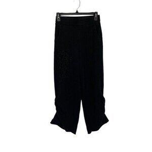 ALMAZ XS Black Embellished Wide Leg Pants Hand Beaded Detail Casual Boho Style